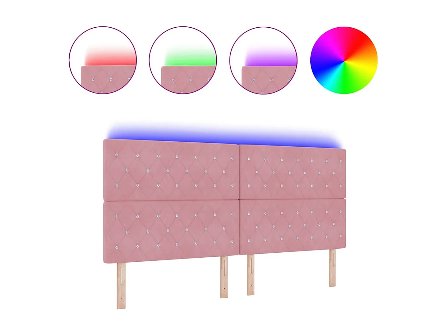 Tête de Lit | Panneau de tête pour lit Moderne LED avec des lumières à LED Rose 100 cm Velours