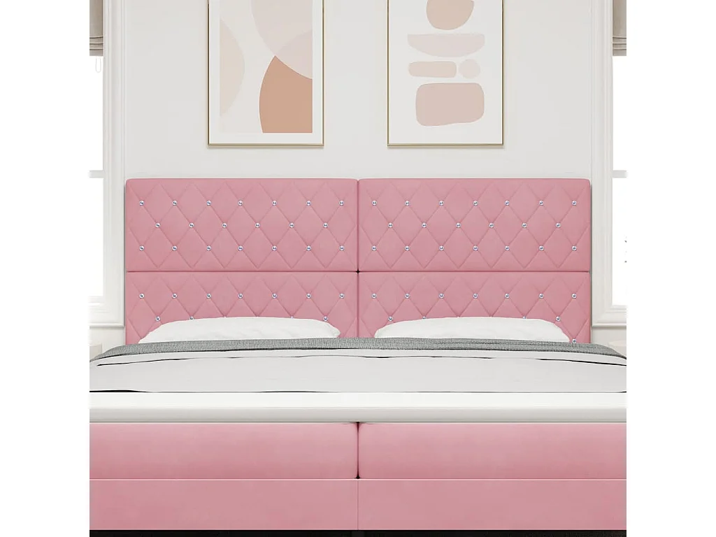 Tête de Lit | Panneau de tête pour lit Moderne LED avec des lumières à LED Rose 100 cm Velours