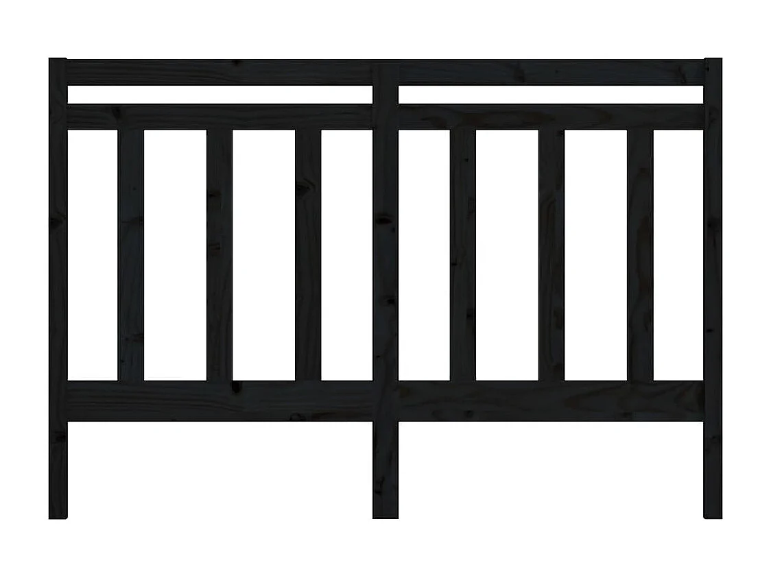 Tête de Lit | Panneau de tête pour lit Moderne Noir 146x4x100 cm Bois massif de pin