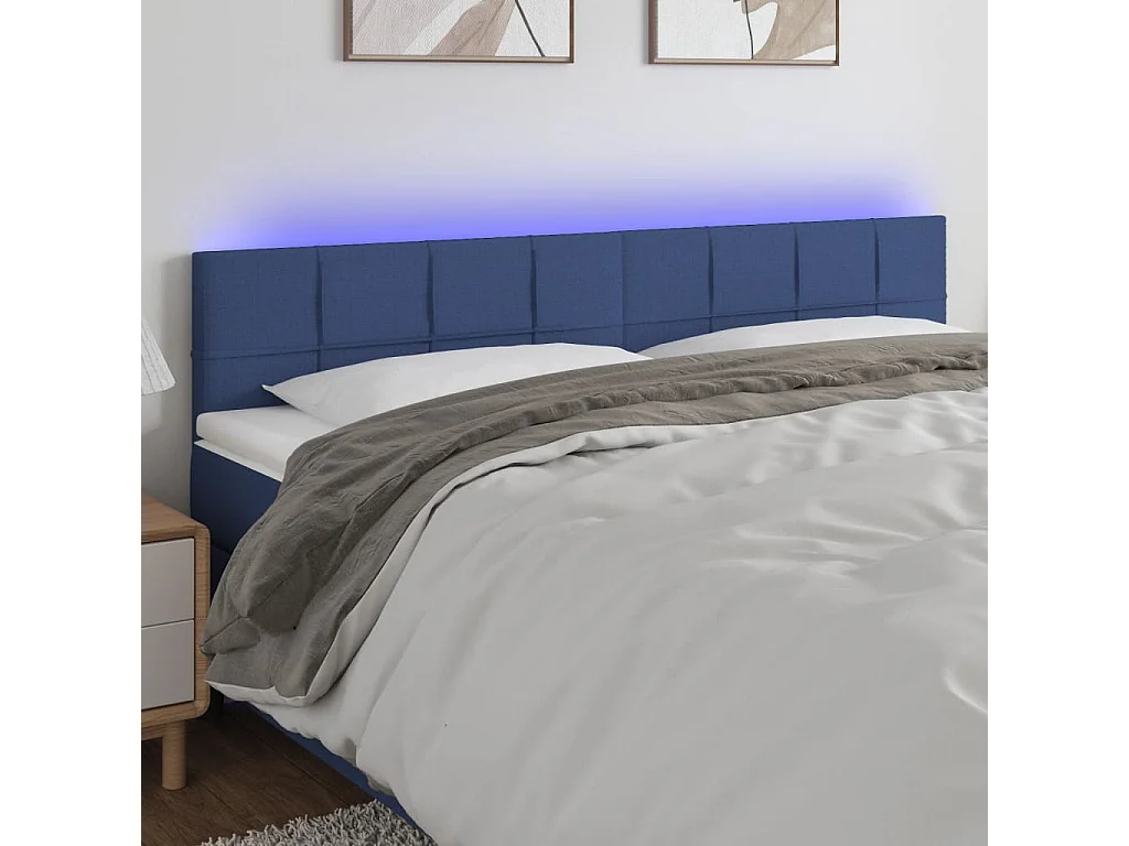 Hoofdbord | Hoofdeinde LED 200x5x78/88 cm stof blauw
