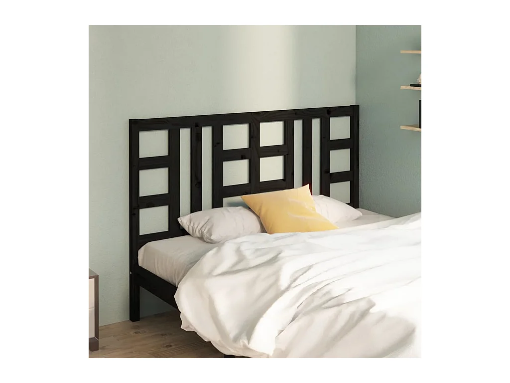 Cabecero de Cama | Cabezal de cama | Mueble de cabecero madera maciza de pino negro 126x4x100 cm