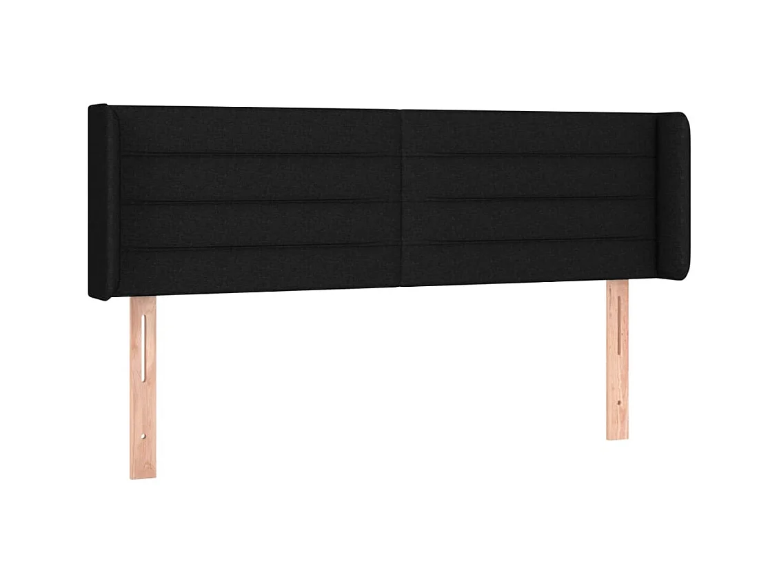 Mueble cabecero | Cabezal de cama | Cabecero con LED de tela negro 147x16x78/88 cm