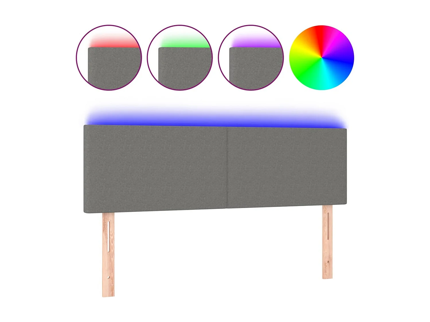 Hoofdbord | Hoofdeinde LED 144x5x78/88 cm stof donkergrijs