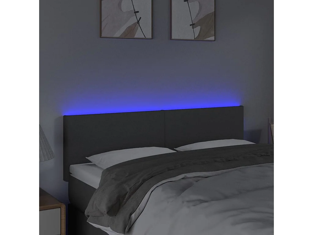 Hoofdbord | Hoofdeinde LED 144x5x78/88 cm stof donkergrijs