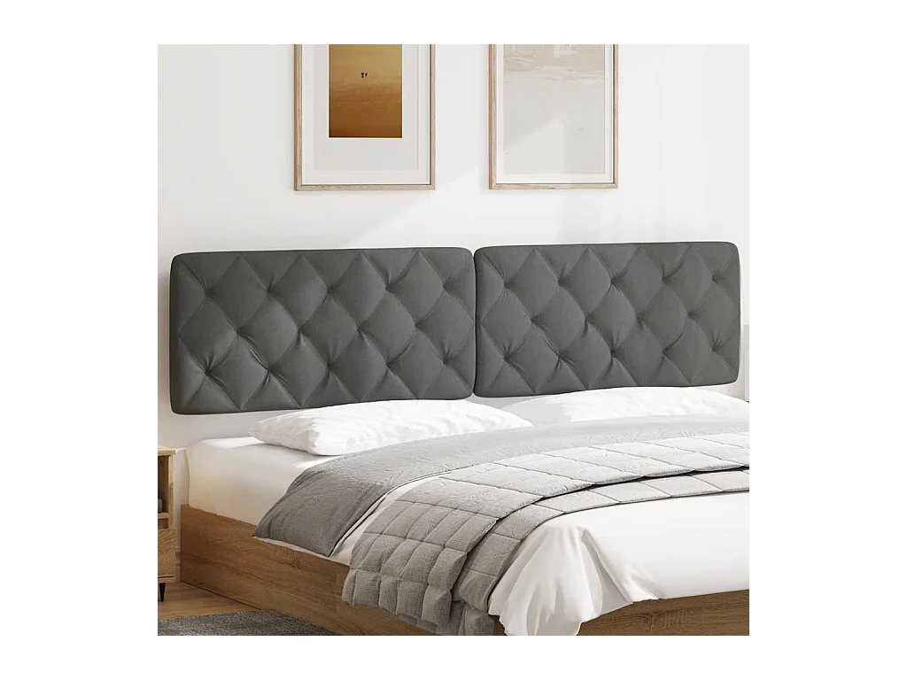 Cabecero de Cama | Cabezal de cama | Mueble de cabecero acolchado tela gris oscuro 200 cm