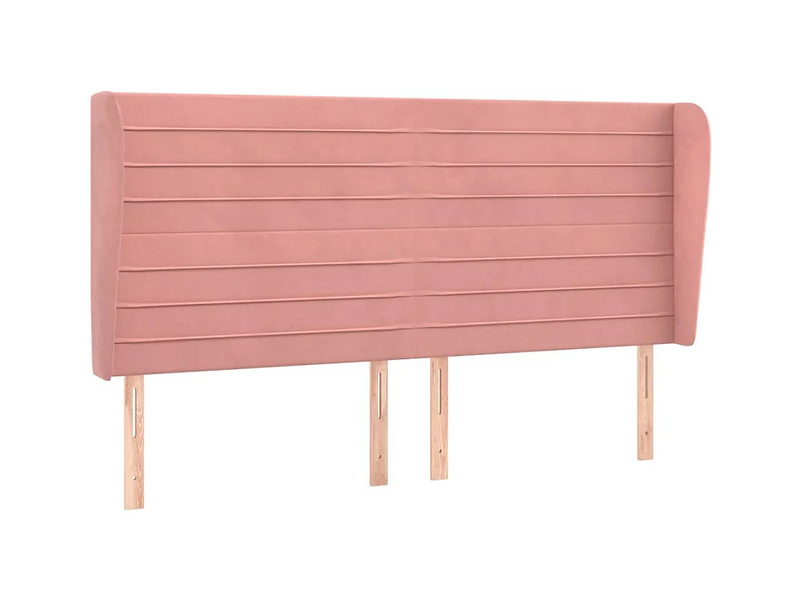 Tête de Lit | Panneau de tête pour lit Moderne avec oreilles Rose 183x23x118/128 cm Velours