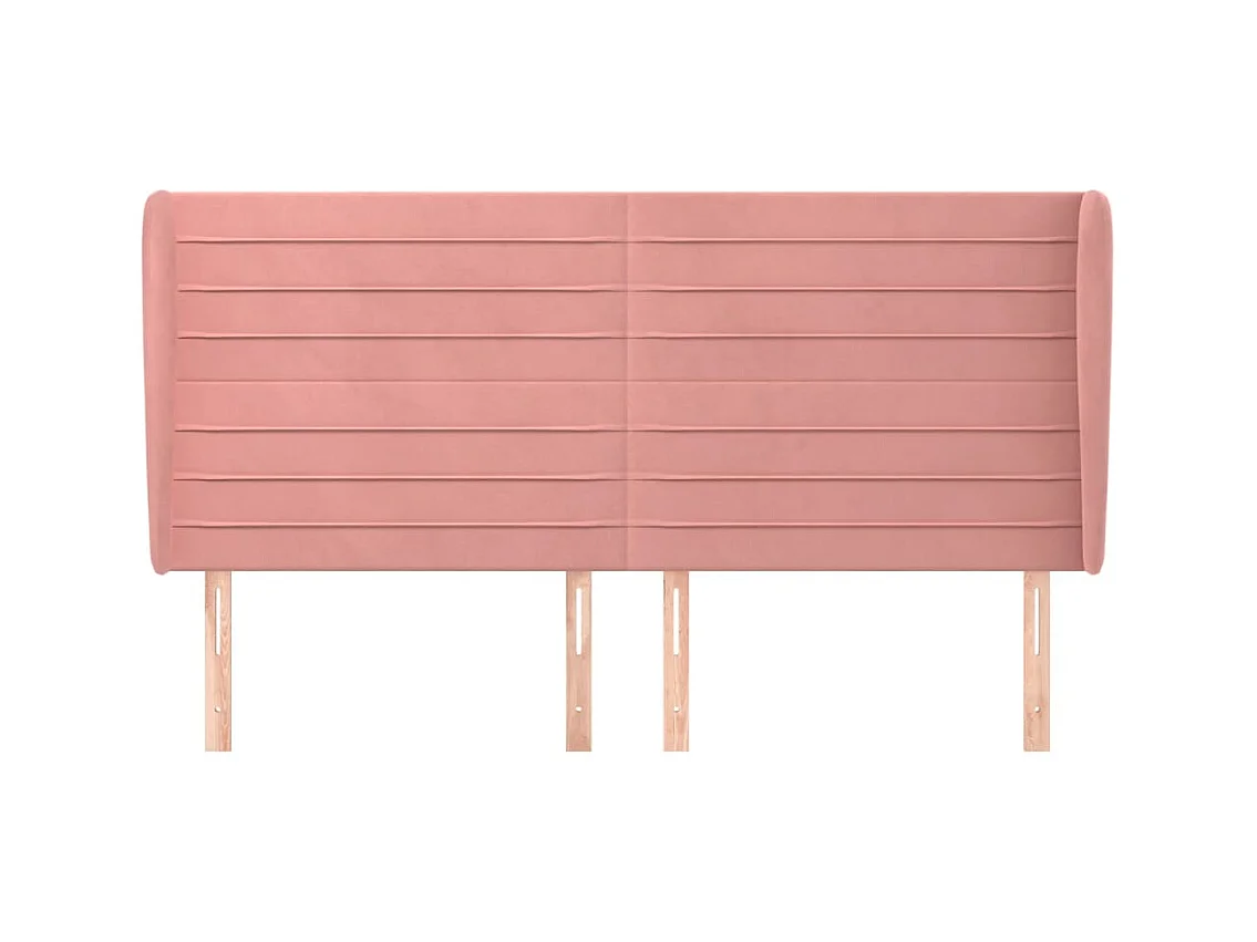 Tête de Lit | Panneau de tête pour lit Moderne avec oreilles Rose 183x23x118/128 cm Velours