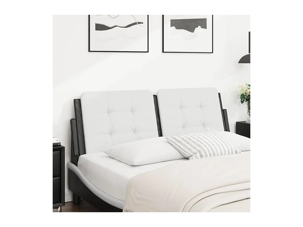 Tête de lit | Coussin de tête de lit | Tête de lit décoratif blanc et noir 140 cm similicuir
