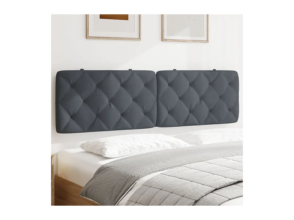 Tête de lit | Coussin de tête de lit | Tête de lit décoratif gris foncé 180 cm velours