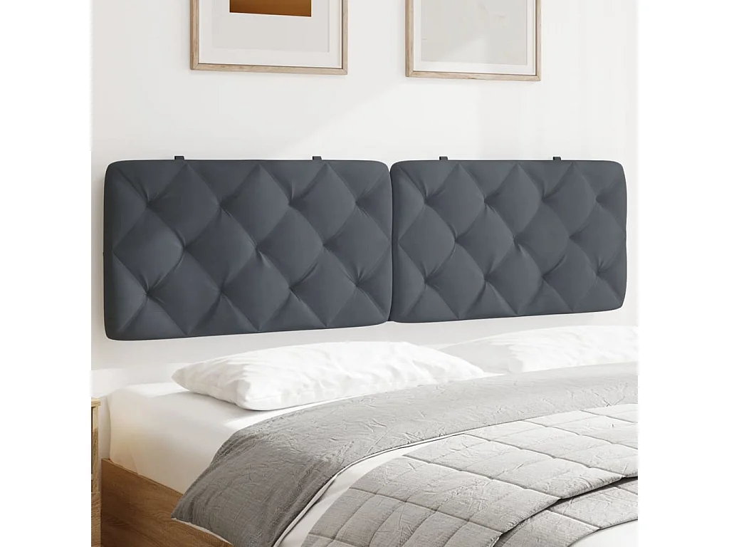 Tête de lit | Coussin de tête de lit | Tête de lit décoratif gris foncé 180 cm velours