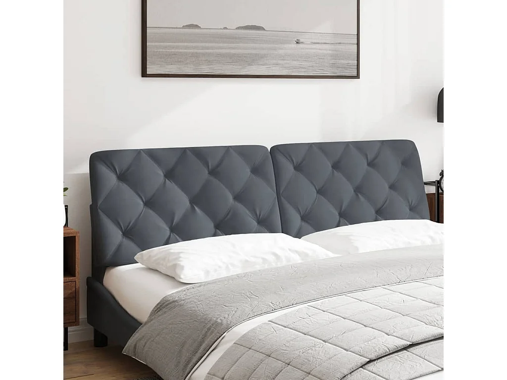 Tête de lit | Coussin de tête de lit | Tête de lit décoratif gris foncé 180 cm velours