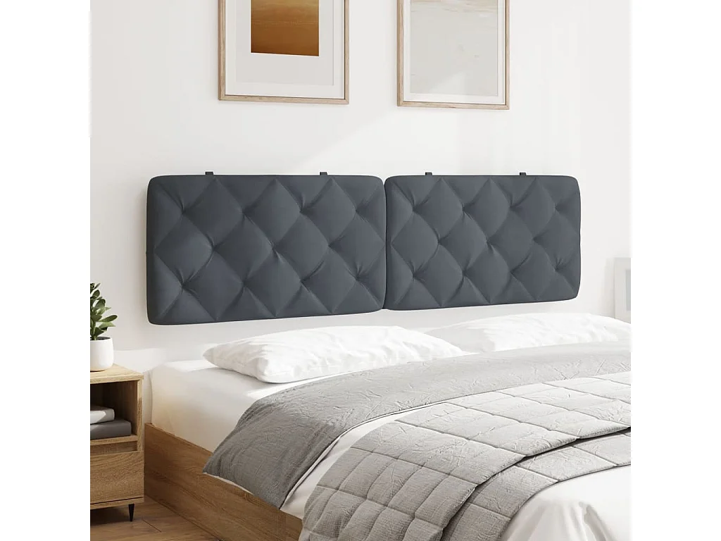 Tête de lit | Coussin de tête de lit | Tête de lit décoratif gris foncé 180 cm velours