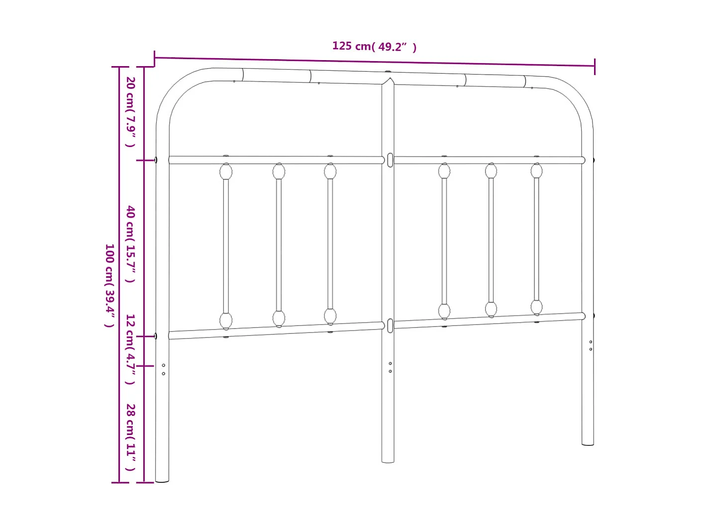 Tête de Lit | Panneau de tête pour lit Moderne métal blanc 120 cm
