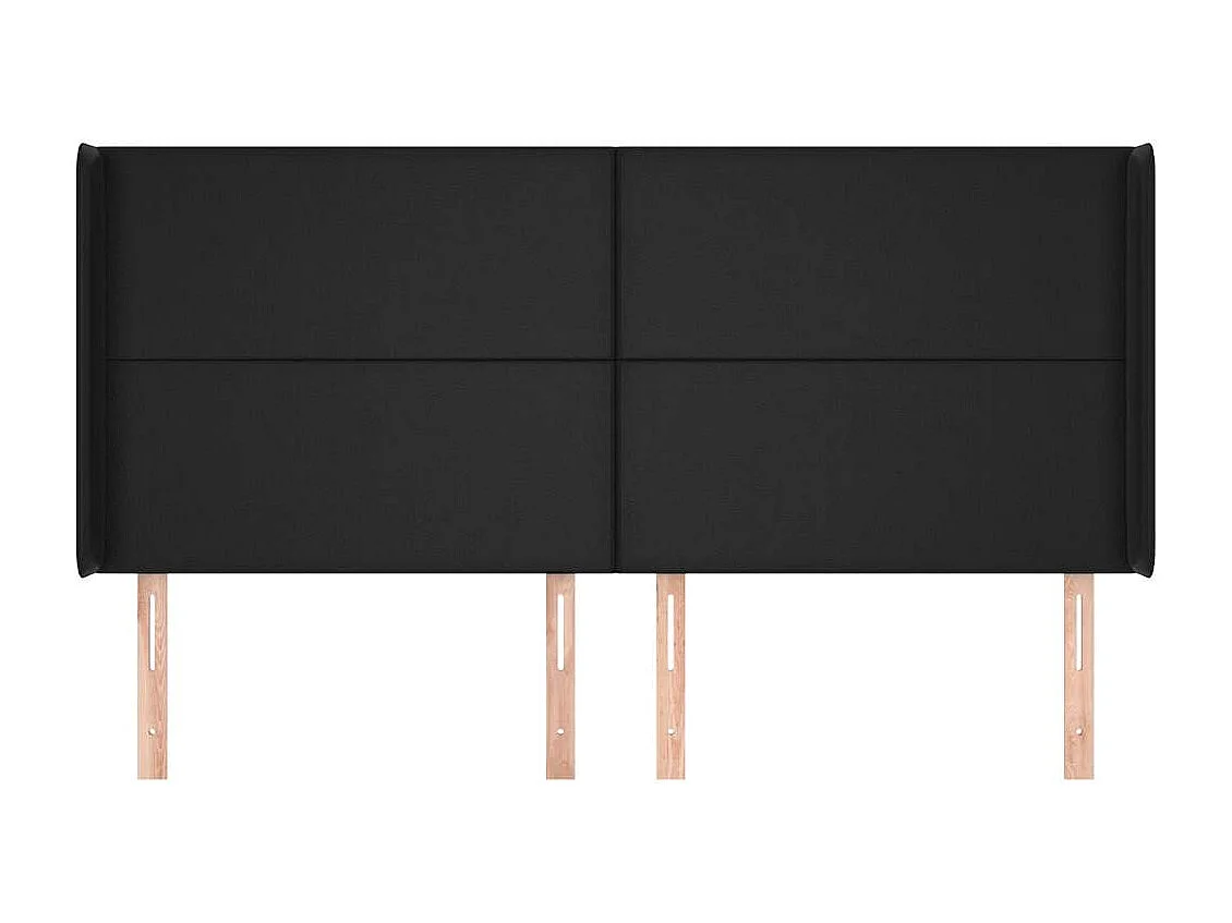Tête de Lit | Panneau de tête pour lit Moderne avec oreilles Noir 163x16x118/128 cm Similicuir