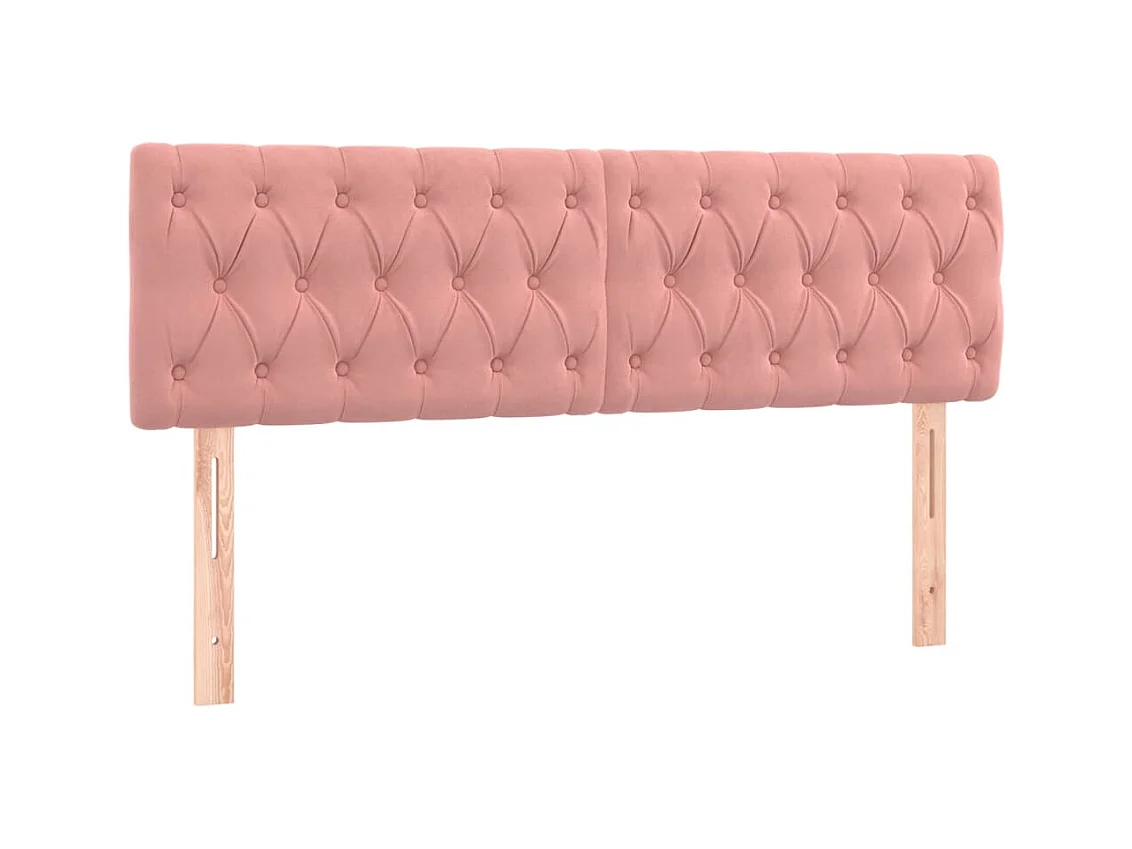 Cabecero | Cabezal de Cama | Mueble cabecero con LED de terciopelo rosa 144x7x78/88 cm