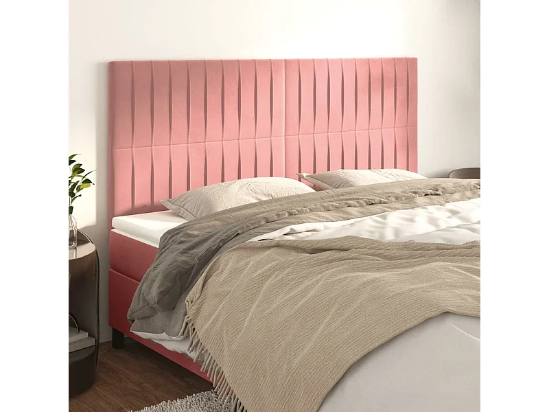 Têtes de lit | Panneaux de tête pour lit Moderne 4 pcs Rose 80x5x78/88 cm Velours