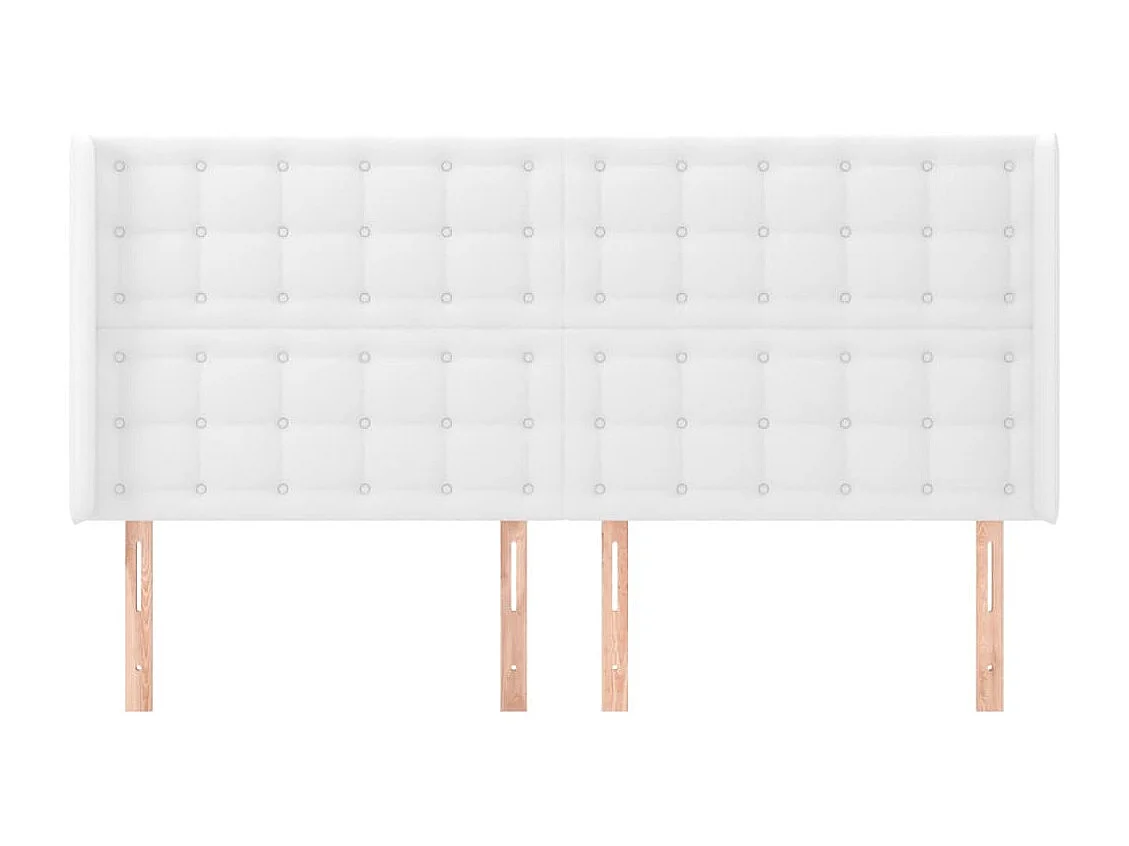Tête de Lit | Panneau de tête pour lit Moderne avec oreilles Blanc 203x16x118/128 cm Similicuir