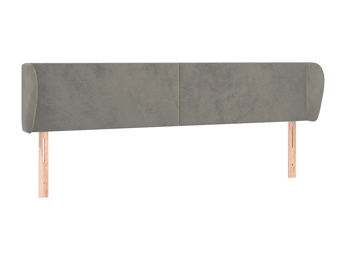 Tête de Lit | Panneau de tête pour lit Moderne avec oreilles Gris clair 203x23x78/88 cm Velours