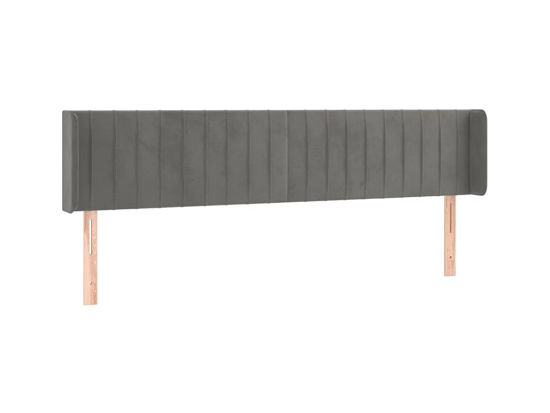 Tête de Lit | Panneau de tête pour lit Moderne à LED Gris clair 203x16x78/88 cm Velours