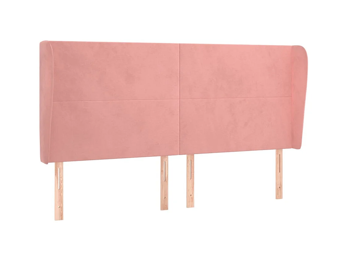 Tête de Lit | Panneau de tête pour lit Moderne avec oreilles Rose 183x23x118/128 cm Velours
