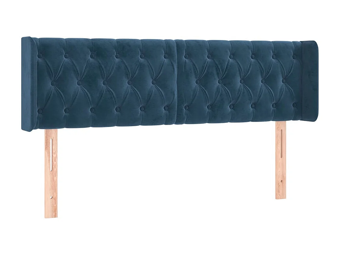Tête de Lit | Panneau de tête pour lit Moderne avec oreilles Bleu foncé 163x16x78/88 cm Velours