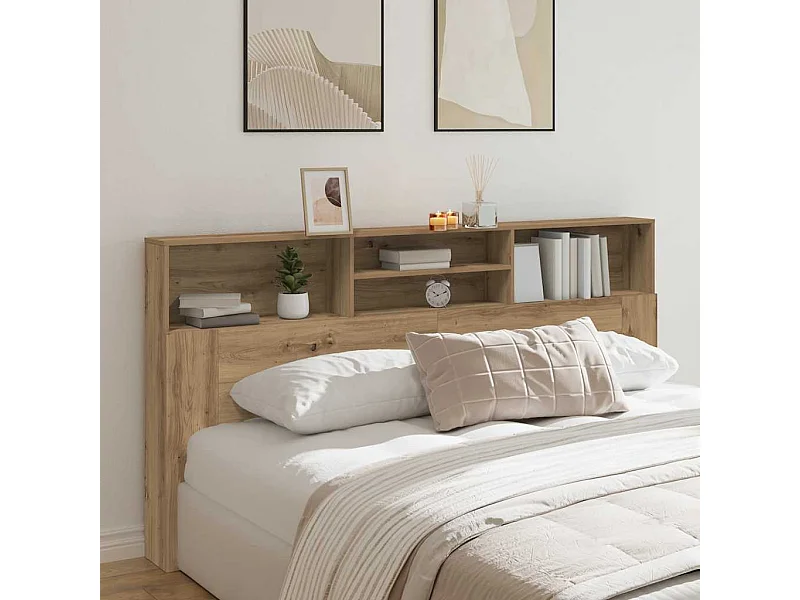 Tête de Lit avec rangement | Armoire de tête de lit chêne artisanal 200x19x103,5 cm