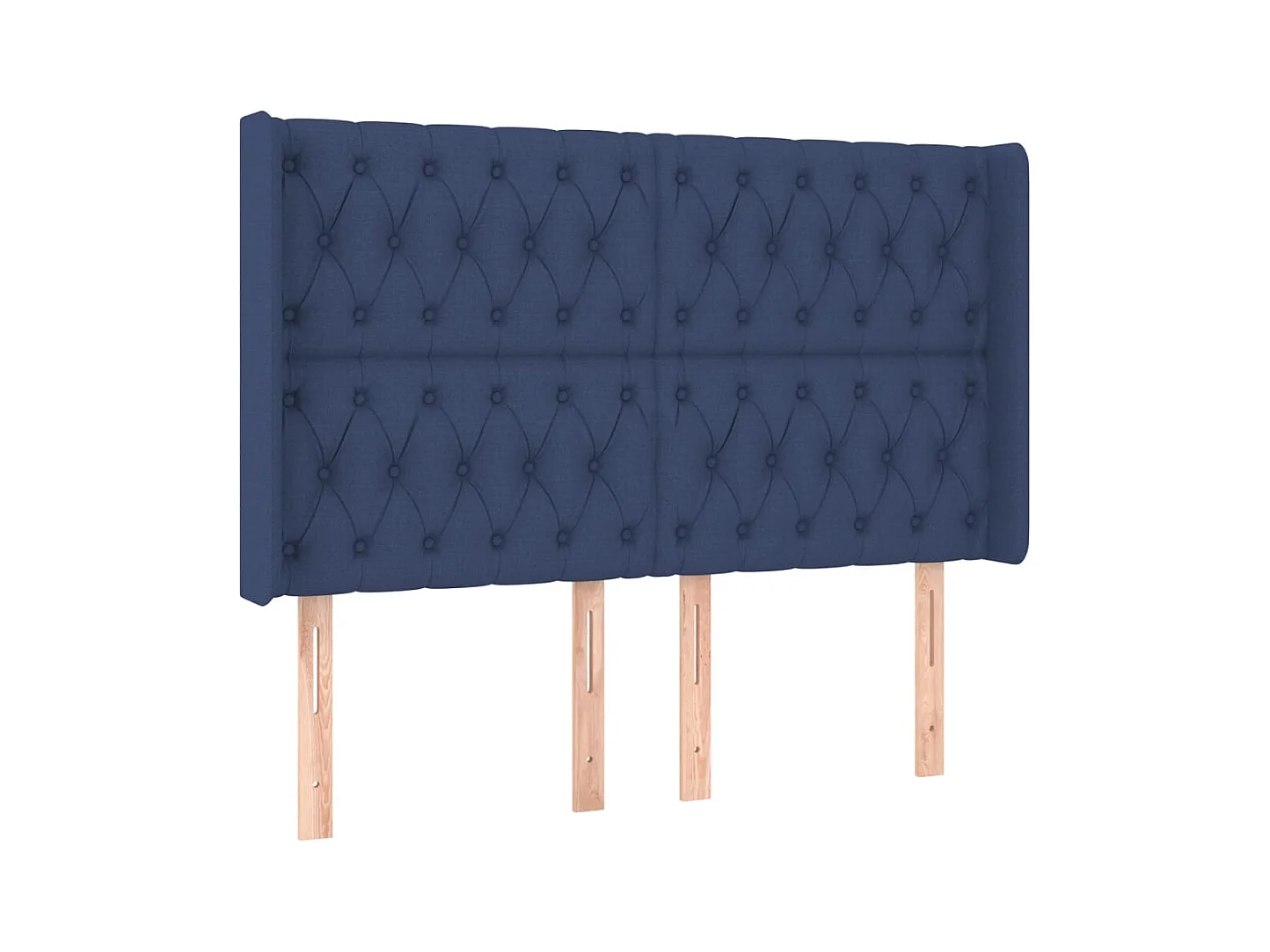 Mueble cabecero | Cabezal de cama | Cabecero con LED de tela azul 147x16x118/128 cm