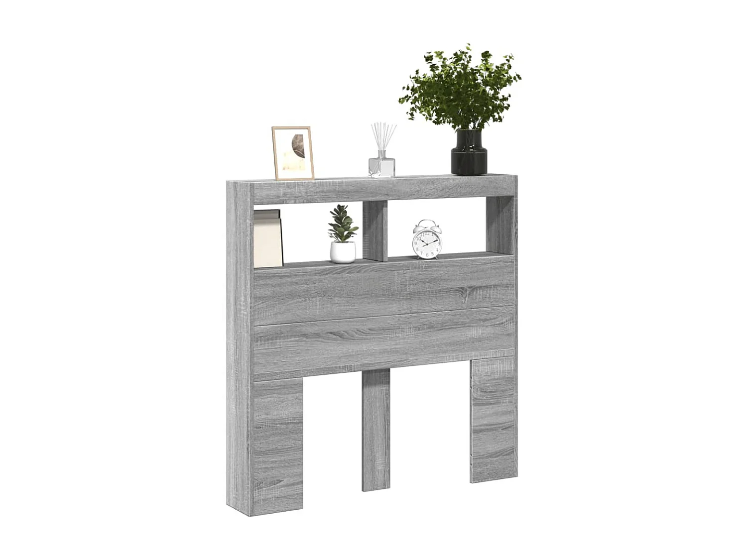 Tête de Lit avec rangement | Armoire de tête de lit avec LED sonoma gris 100x17x102 cm