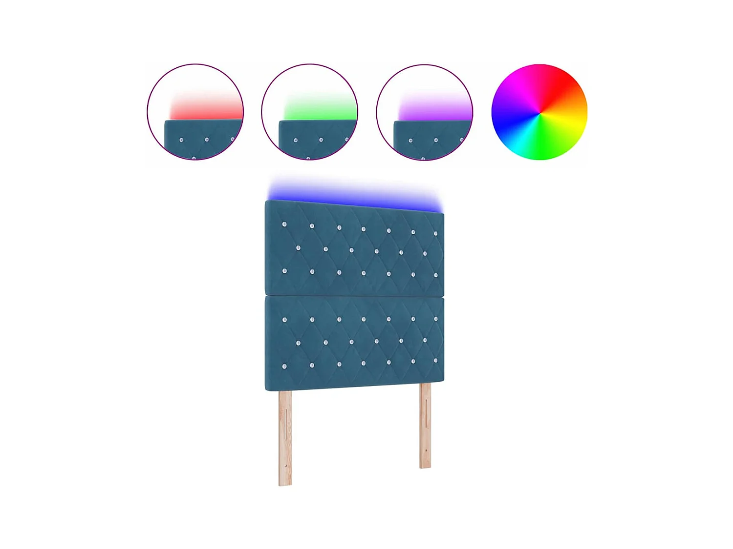 Mueble cabecero | Cabecero | Cabezal de cama LED Argyle con cabecera Azul oscuro 100 cm Terciopelo