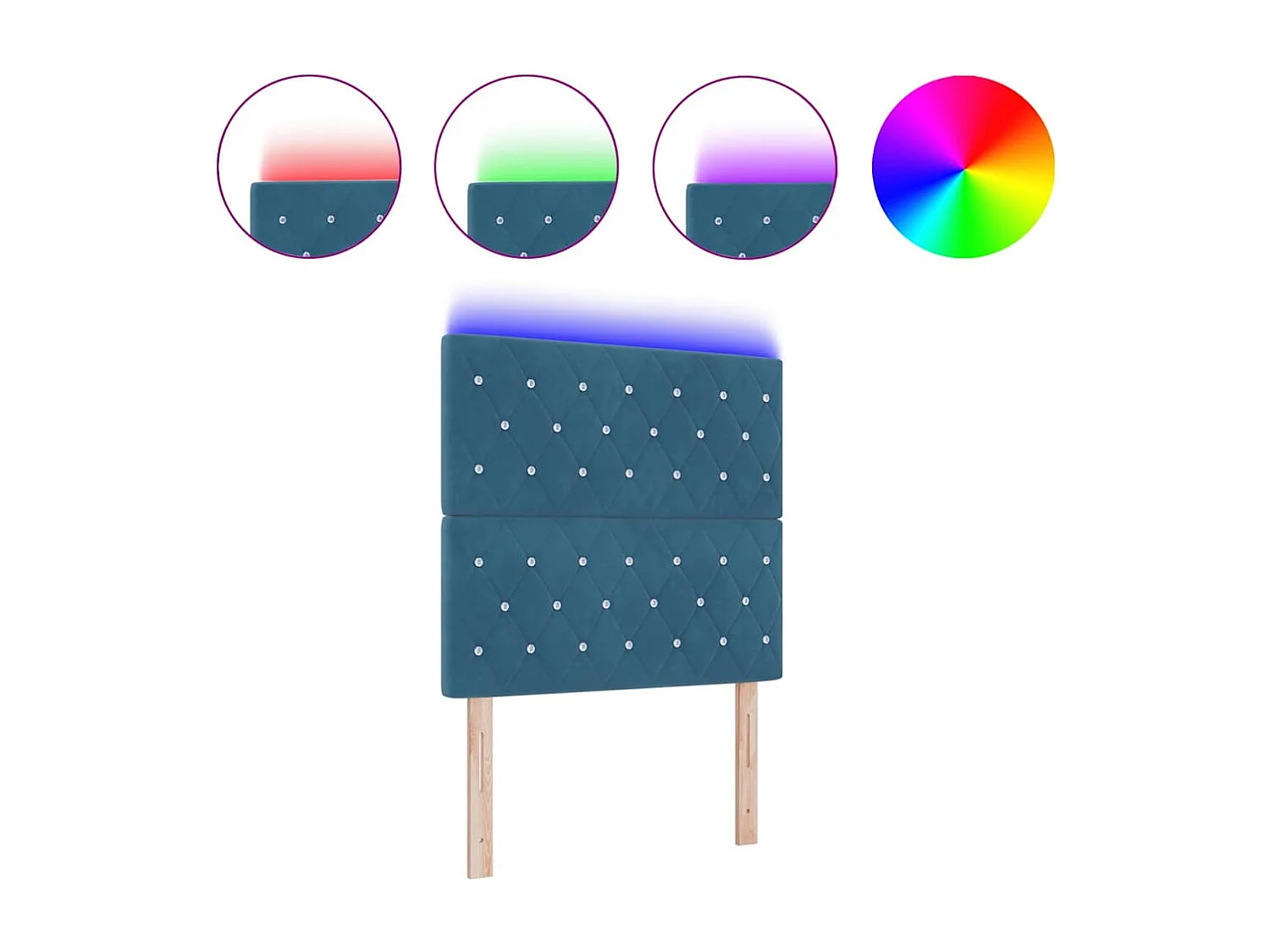 Tête de Lit | Panneau de tête pour lit Moderne LED Argyle Manuel Bleu foncé 100 cm Velours