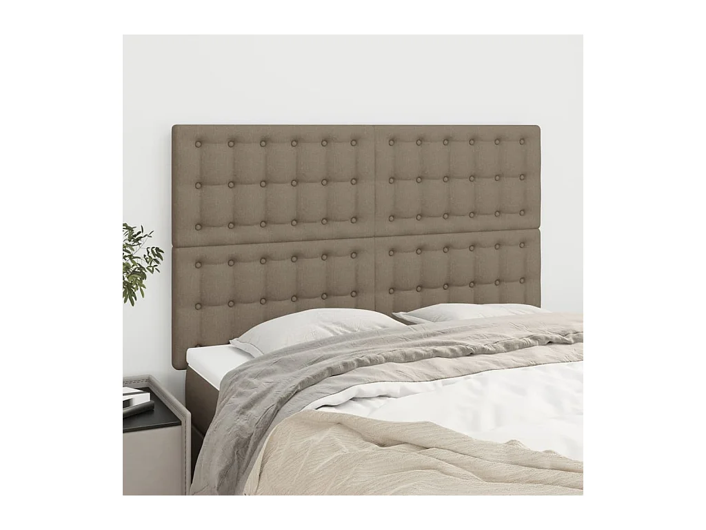 Cabeceros | Cabezal de cama | Mueble de cabecero 4 unidades tela gris taupe 72x5x78/88 cm