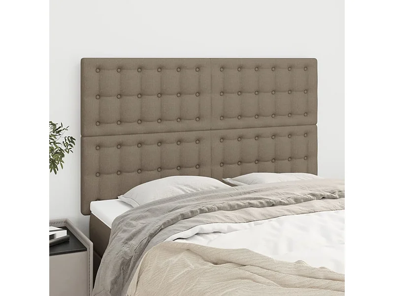 Têtes de lit | Panneaux de tête pour lit Moderne 4 pcs Taupe 72x5x78/88 cm Tissu