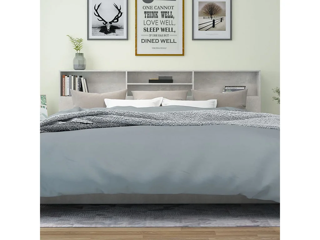 Cabecero de Cama | Cabezal de Cama | Mueble cabecero gris hormigón 220x19x103,5 cm