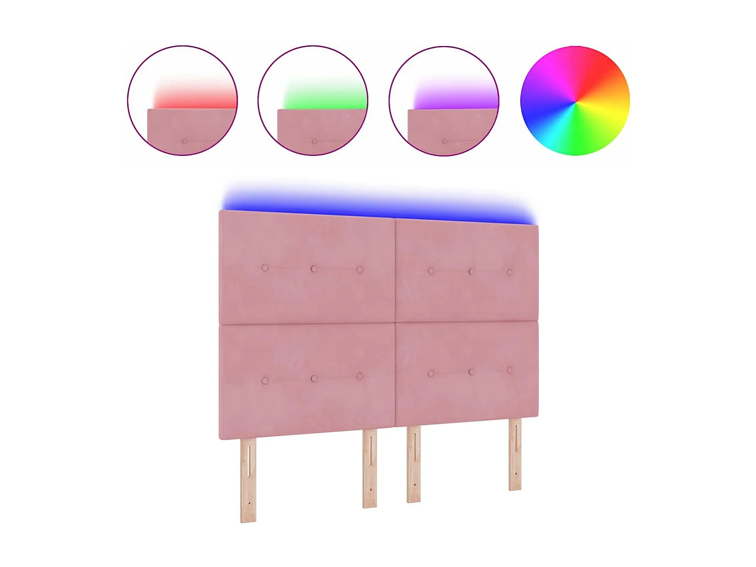 Tête de Lit | Panneau de tête pour lit Moderne avec des lumières à LED Réglable Rose 80 cm Velours