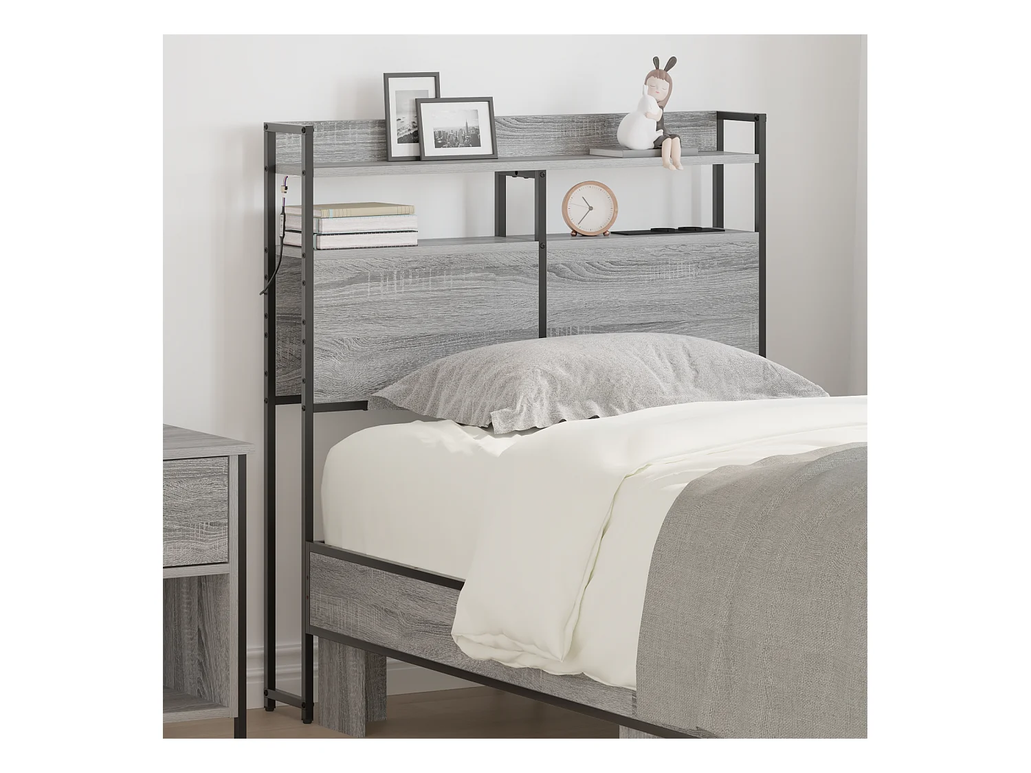 Tête de Lit de rangement | Panneau de tête pour lit Sonoma gris 100 cm Bois d'ingénierie
