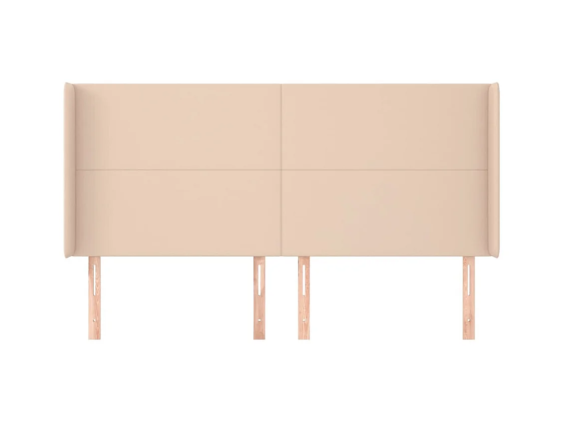 Cabecero | Cabezal de Cama | Mueble cabecero con orejas cuero sintético capuchino 203x16x118/128 cm