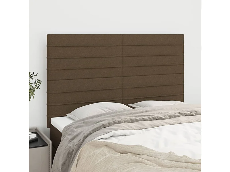 Têtes de lit | Panneaux de tête pour lit Moderne 4 pcs Marron foncé 72x5x78/88 cm Tissu