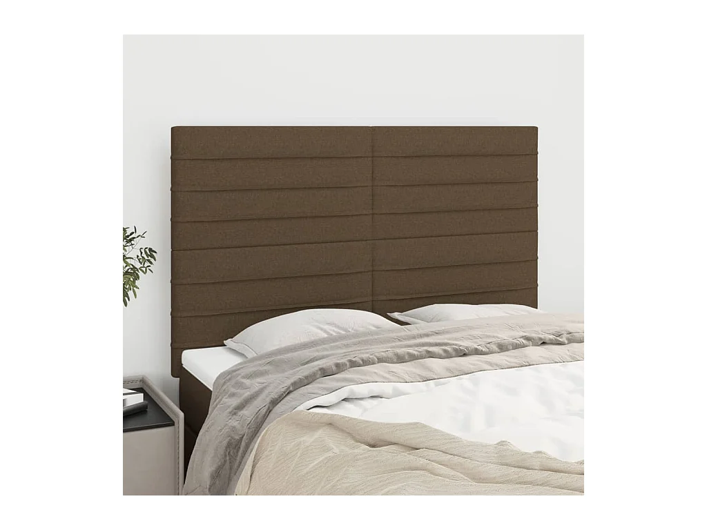 Têtes de lit | Panneaux de tête pour lit Moderne 4 pcs Marron foncé 72x5x78/88 cm Tissu