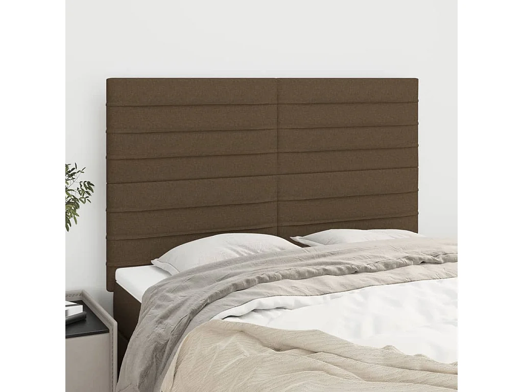 Têtes de lit | Panneaux de tête pour lit Moderne 4 pcs Marron foncé 72x5x78/88 cm Tissu