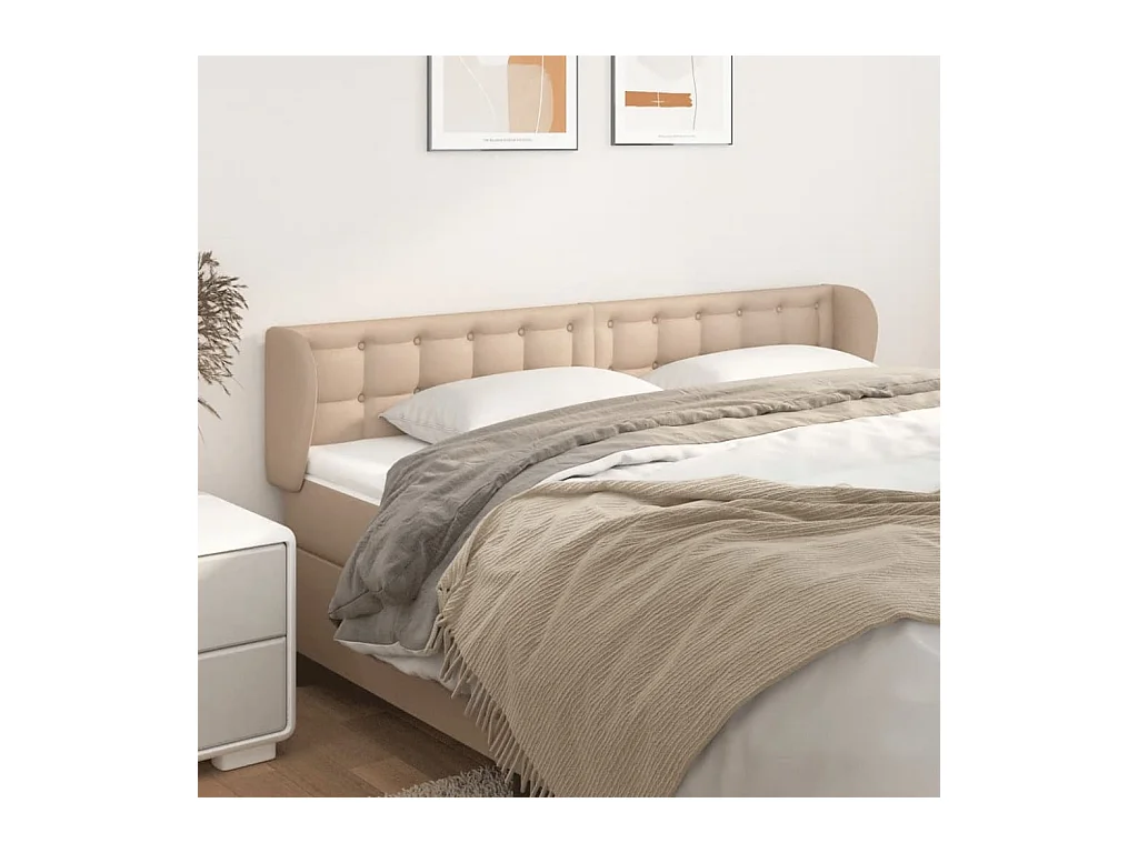 Tête de Lit | Panneau de tête pour lit Moderne avec oreilles Cappuccino 163x23x78/88 cm Similicuir