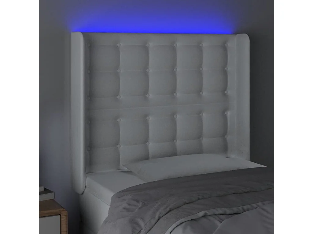 Hoofdbord | Hoofdeinde LED 83x16x118/128 cm kunstleer wit