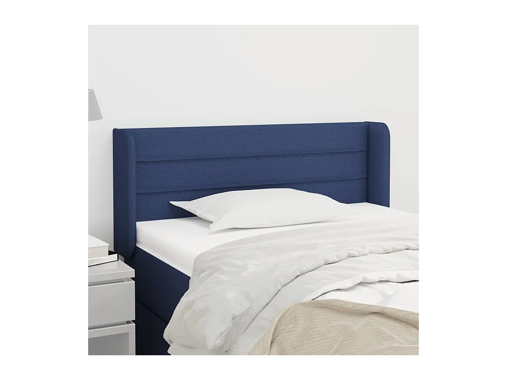 Mueble cabecero | Cabezal de cama | Cabecero de tela azul 83x16x78/88 cm