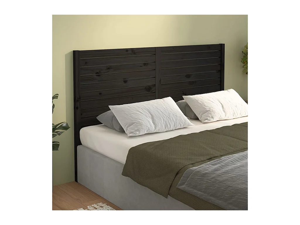 Cabecero de Cama | Cabezal de cama | Mueble de cabecero madera maciza de pino negro 156x4x100 cm