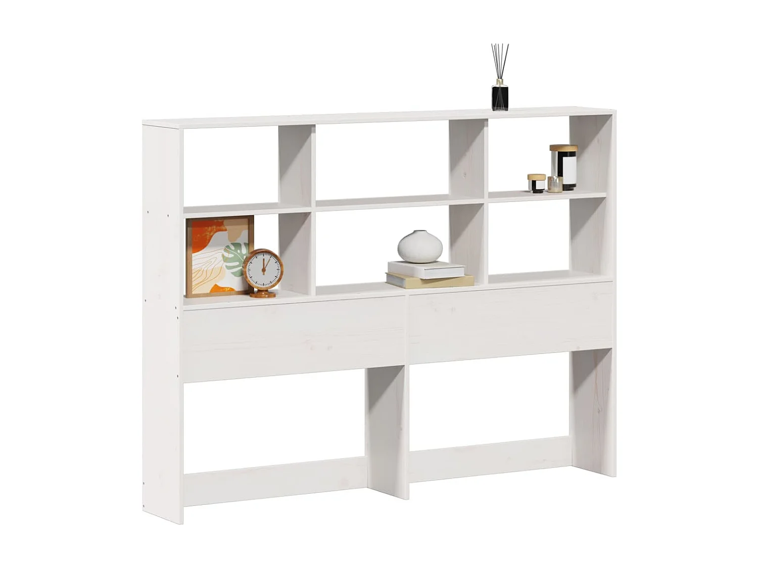 Tête de Lit | Panneau de tête pour lit Moderne avec rangement blanc 160 cm bois massif de pin