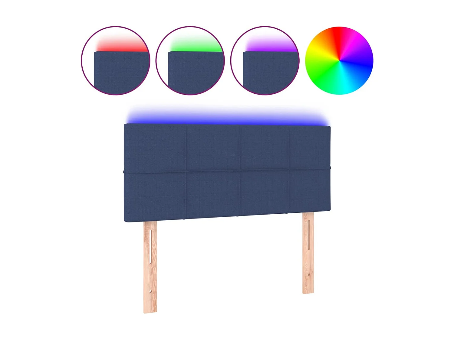 Hoofdbord | Hoofdeinde LED 90x5x78/88 cm stof blauw