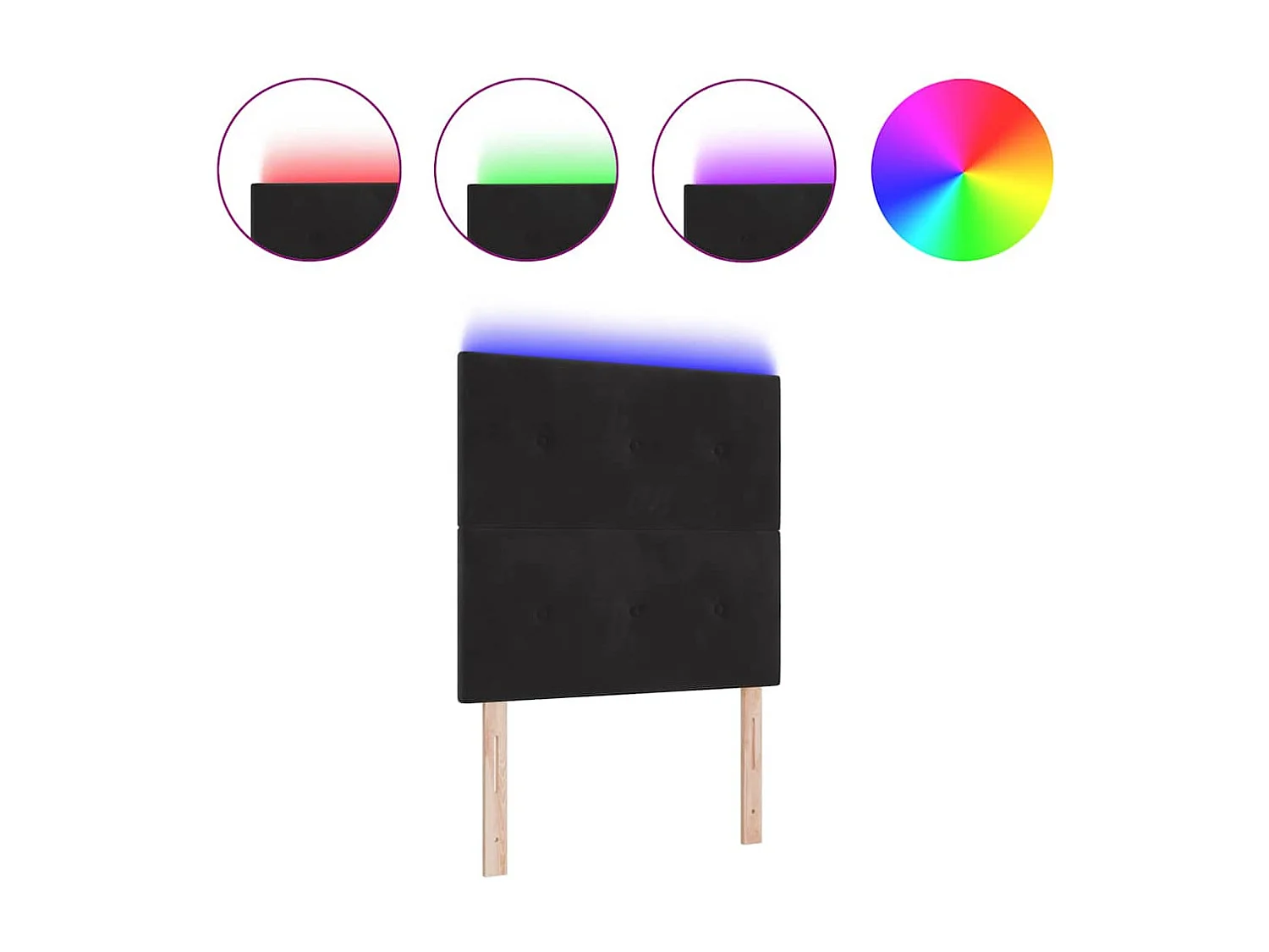 Tête de Lit | Panneau de tête pour lit Moderne avec des lumières à LED Noir 100 cm Velours