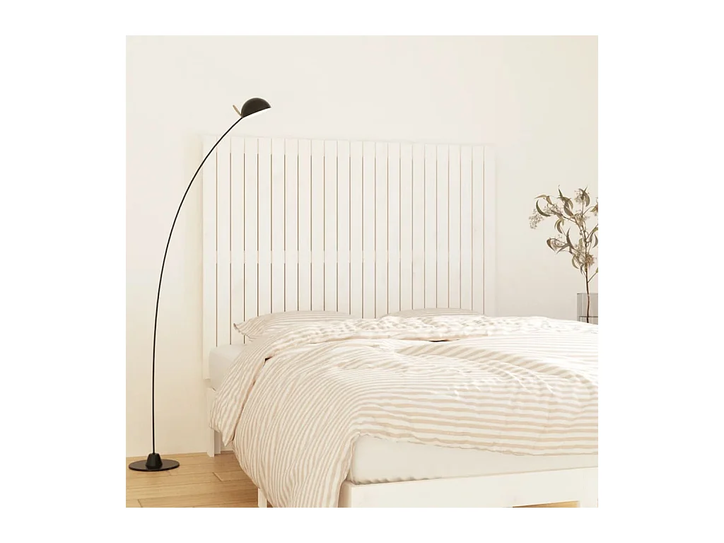 Cabecero cama | Cabezal de cama | Mueble de cabecero de pared madera maciza pino blanco 146,5x3x110 cm