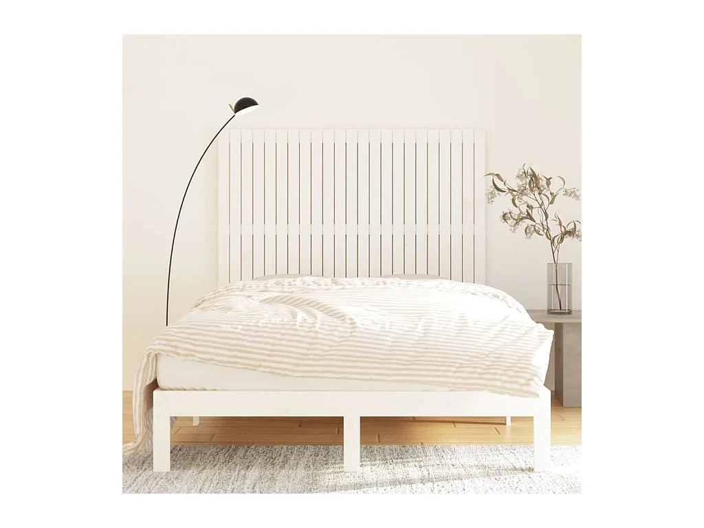 Cabecero cama | Cabezal de cama | Mueble de cabecero de pared madera maciza pino blanco 146,5x3x110 cm