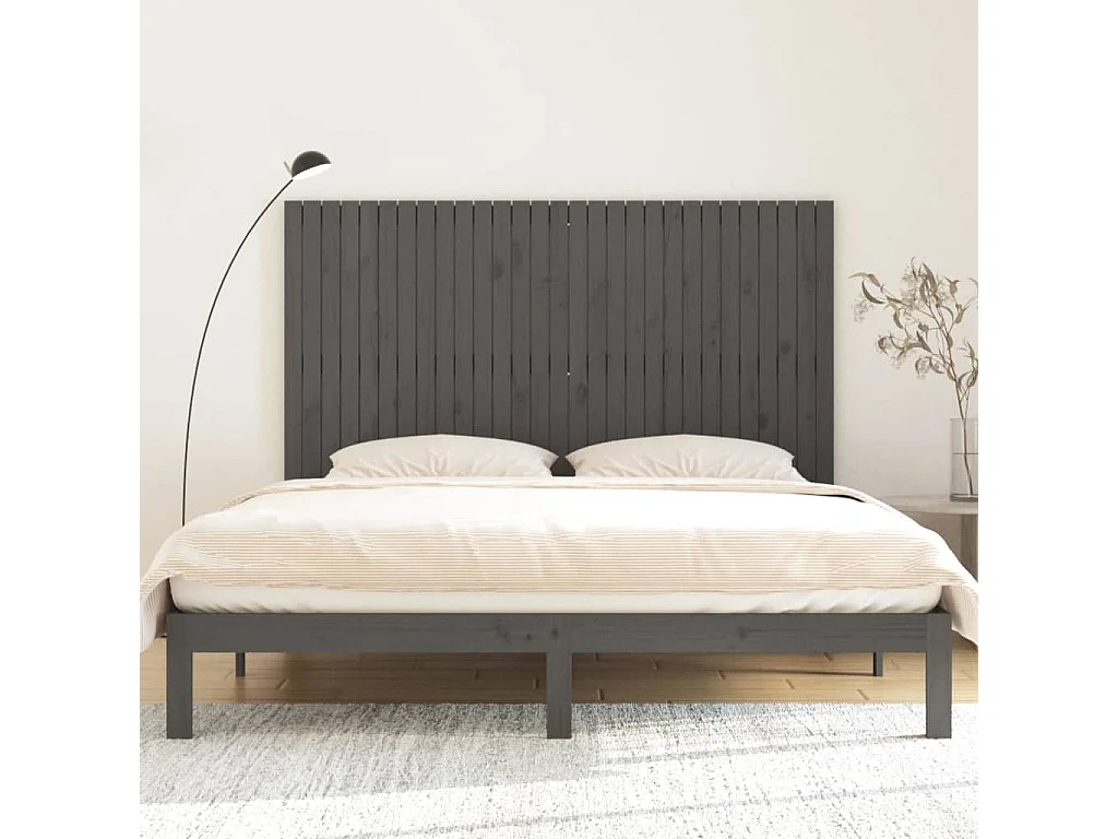 Tête de lit murale | Panneau de tête pour lit Moderne  Gris 185x3x110 cm Bois massif de pin