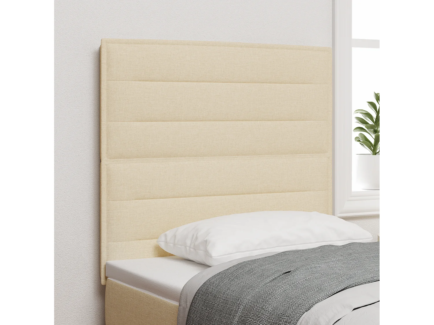 Tête de Lit | Panneau de tête pour lit Moderne Hauteur réglable avec Tête de Lit | Panneau de tête pour lit Moderne Crème 80 cm tissu